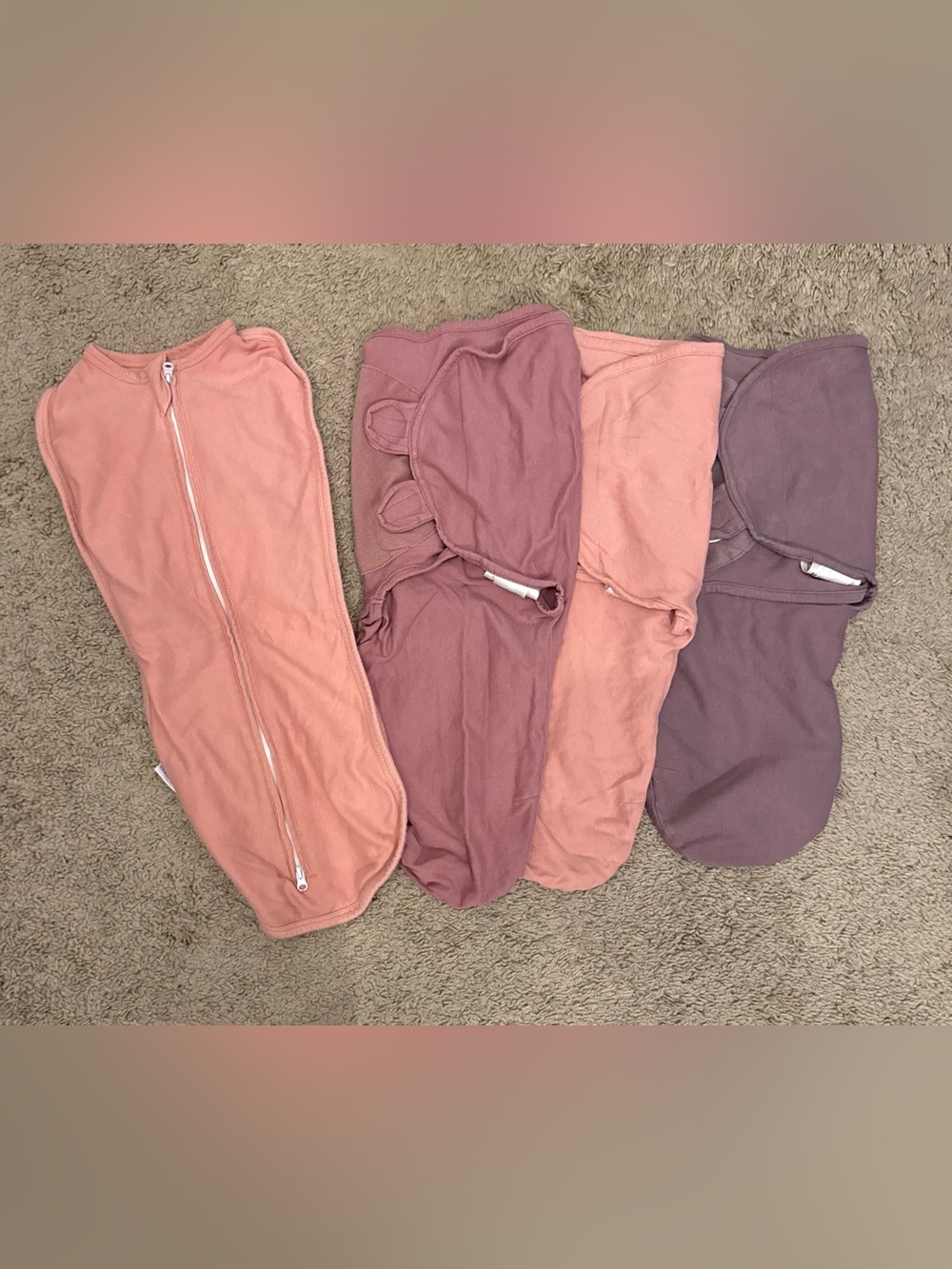 Comfycubs Baby Swaddle Set pinks and purples 7-14 pounds 0-3 months 100% cotton